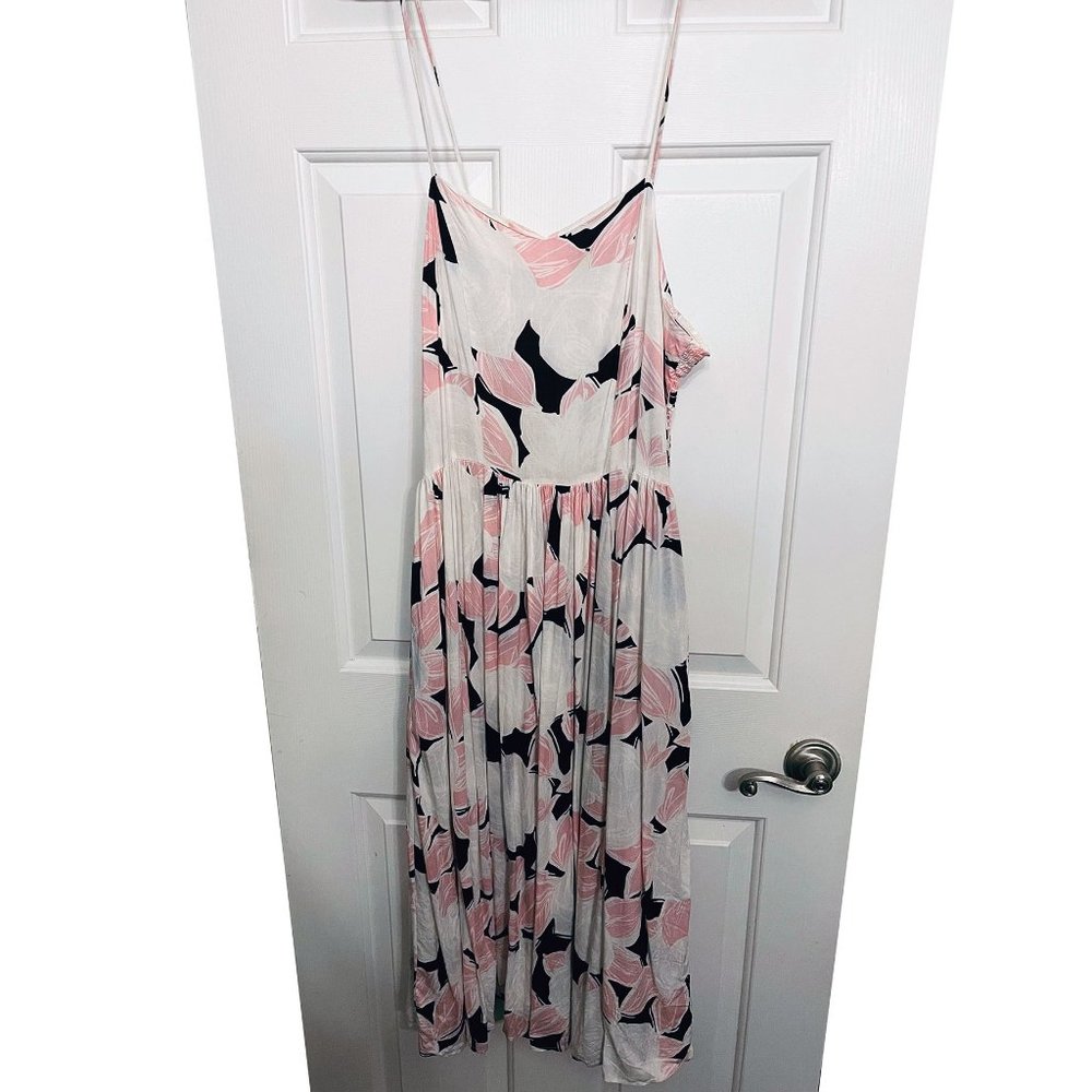 Vintage Floral Sundress Size 12 with Tie Straps and Pockets (80s)